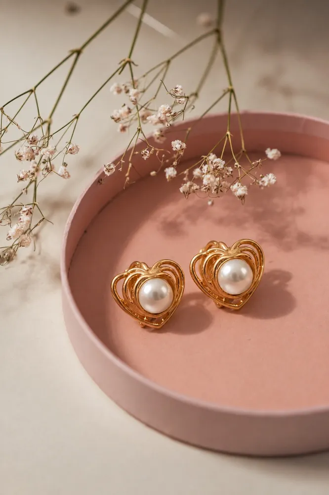 Argollas Corazón Perla